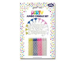 Set de 24 bougies pour gâteau + décor ''Happy Birthday''