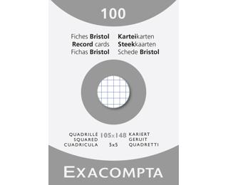 Pk 100 Exa Record Cards 105/148 Sq White - White