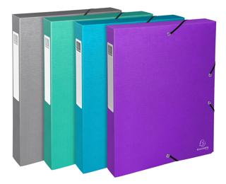 Klasseerdoos Exabox Rug 40mm geïmpregneerd karton Teksto - A4 - Geassorteerd