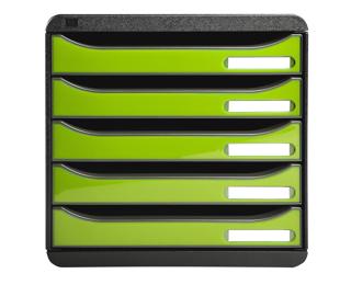 Schubladenbox Big Box Plus, 5 offene Schubladen, Iderama - Anisgrün glossy