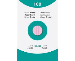 Fichas de cartulina bristol 205 g/m2 - Rayado - 100x150 mm - Rosa