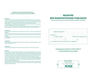 Piqûre 32x19,5cm - Registre d'identification des vendeurs en vue d'une manifestation publique - Couleurs assorties