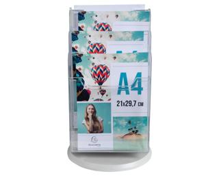 Distributeur de prospectus tourniquet de table 6 Compartiments A4 - Cristal
