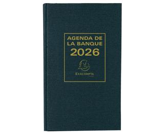 Agenda de bureau Banquier large Euro et cents 17,5 x 28 cm Journalier 2026 - Noir