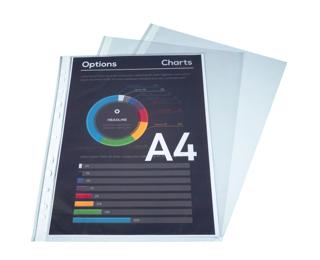 Sachet de 100 pochetttes perforées Polypropylène Premium grainé 8/100e - A4 - Cristal
