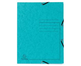 Chemise à élastique 3 rabats carte lustrée 355gm2 - A4 - Turquoise