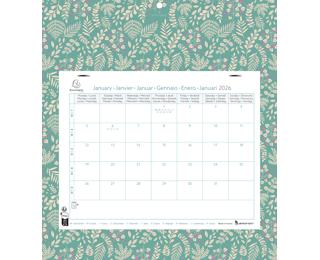 Calendrier mensuel EasyCal Mini Labo avec feuillets détachables 24 x 18 cm agrafé sur plaque cartonnée imprimée 27,5 x 30,5 cm 2026 