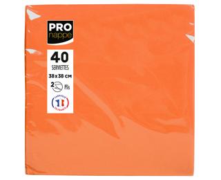 Paquet de 40 serviettes micro-gaufrées ouate 2 plis - 38x38 cm - Orange