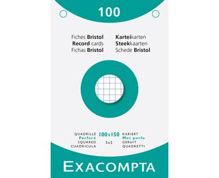Étui de 100 fiches - bristol quadrillé 5x5 perforé 100x150mm 