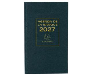 Agenda de bureau Banquier large Euro et cents 17,5 x 28 cm Journalier 2027 - Noir