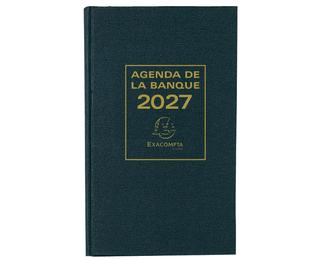 Agenda de bureau Banquier large Euro et cents 17,5 x 28 cm Journalier 2027 - Noir