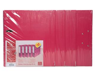Exacompta, Set mit 5 Ordnern A4, PP, Rückenbreite 80mm, Prem'Touch-Mechanik - Himbeerfarben