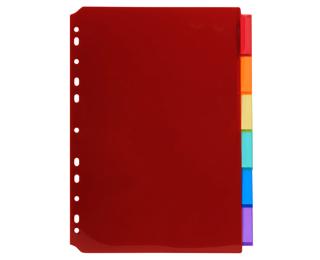 Intercalaires PP transparent couleurs avec porte étiquette A4 6 positions 