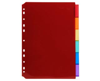Intercalaires PP transparent couleurs avec porte étiquette A4 6 positions 
