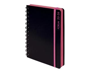 Agenda Forum Black & Color 12 x 17 cm Journalier Août 2025 à Juillet 2026 - Rose