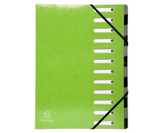 Cartella Harmonika Iderama con elastici e divisori, dorso estensibile, finestre ritagliate, 12 scomparti - A4 - Verde anice