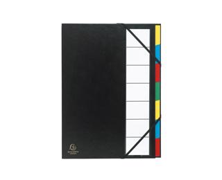 Cartella Ordonator copertina rigida con portaetichetta, con elastici e divisori, dorso estensibile, 7 scomparti - A4 - Nero