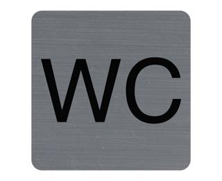 Plaque adhésive imitation aluminium WC 7,5x7,5 cm - Gris
