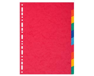 Intercalaires carte 220g 10 positions - A4 maxi - Couleurs assorties