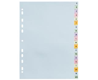 Intercalaires carte pastel 170g Forever imprimé alphabétique 20 positions - A4+ - Couleurs assorties pastel