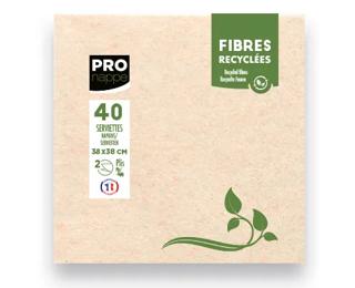 Paquet de 40 serviettes micro-gaufrées ouate recyclée 2 plis - 38x38 cm 