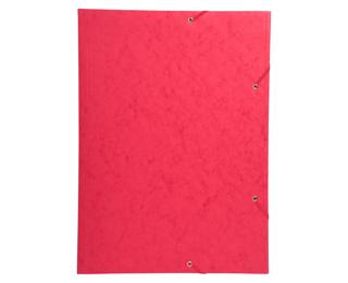 3-flap folder with elastic straps 600gsm hard glazed mottled pressboard - A3 size - Red
