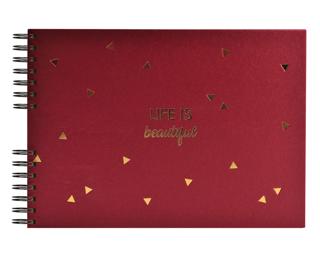 Exacompta - Cod. 16453E - 1 Album foto spiralato per 100 foto - 50 pagine nere - LIFE - 32x22cm - Rosso - Rosso