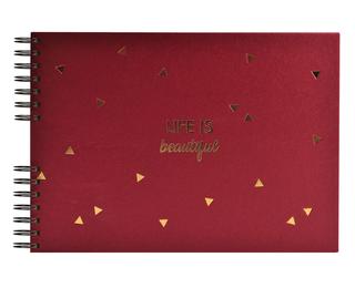 Exacompta - Cod. 16453E - 1 Album foto spiralato per 100 foto - 50 pagine nere - LIFE - 32x22cm - Rosso - Rosso