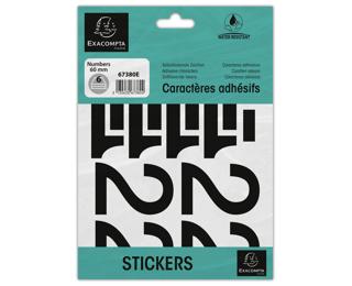 Packung mit selbstklebenden, schwarzen Zahlen 0-9 60 mm - Schwarz