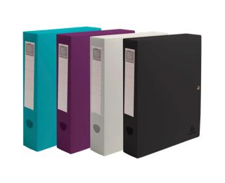 Boite de classement à pression dos 80mm PP recyclé Titane - Couleurs assorties