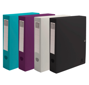 Boite de classement à pression dos 60mm PP recyclé Titane - Couleurs assorties