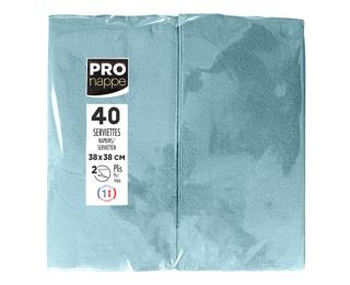 Paquet de 40 serviettes micro gaufrées ouate 2 plis - pliées 1/8 - Bleu Pacifique