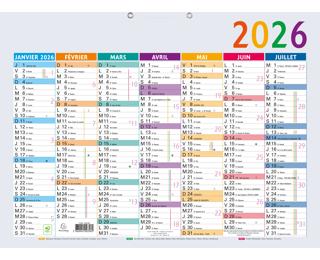Calendrier Multicolore 55 x 40,5 cm Semestriel 2026 - Multicolore