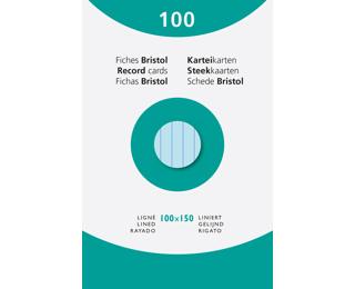 Étui de 100 fiches - bristol ligné non perforé 100x150mm - Bleu ciel