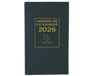 Agenda de bureau Banquier large Euro et cents 17,5 x 28 cm Journalier 2 volumes 2026 - Noir