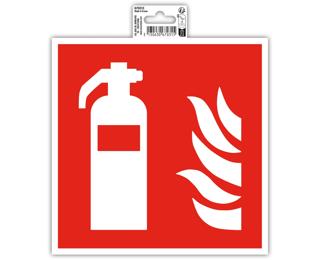 Panneau PVC adhésif antidérapant Extincteur 20x20 cm - Rouge