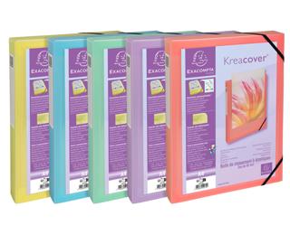 Boite de classement polypropylène Kreacover Pastel dos 40mm - A4 - Couleurs assorties