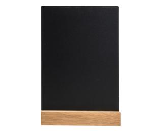 Support visuel vertical ardoise avec socle bois A5 - Noir