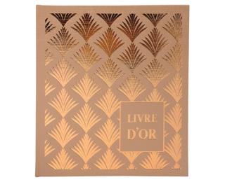 Exacompta - Cod. 9522E - 1 Libro degli ospiti PALMYRE - 140 pagine bianche - 21x19cm - Nude con palma oro 