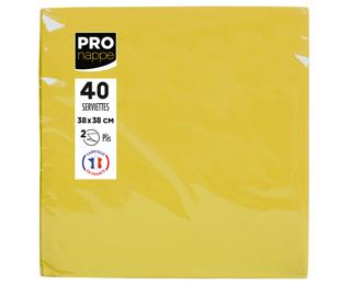Packung mit 40 Servietten, mikrogeprägt, Tissue, 2-lagig - 38x38cm - Gelb