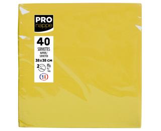 40 Micro-Embossed Wadding Napkins 38x38 - Yellow
