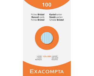 Exacompta Pack 100 Record Card 12.5x20cm Lined Ast - Assorted colours