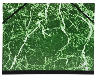 Tekenmap gemarmerd vernist papier met elastieken 26x33 - A4 en 24x32cm - Groen