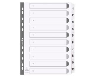 Intercalaires imprimés à touches plastifiées - 10 touches 1 à 10 - A4 - Blanc