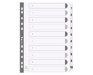 Intercalaires imprimés à touches plastifiées - 10 touches 1 à 10 - A4 - Blanc