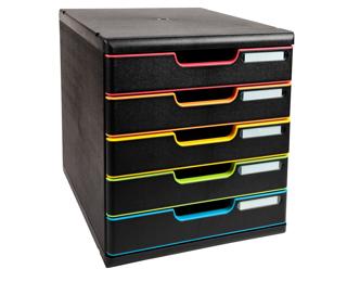 Module de classement Modulo Black Office 5 tiroirs fermés - Noir/arlequin