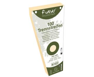 Paquet 100 fiches intercalaires trapézoïdales unies perforées Forever - 105x240mm 