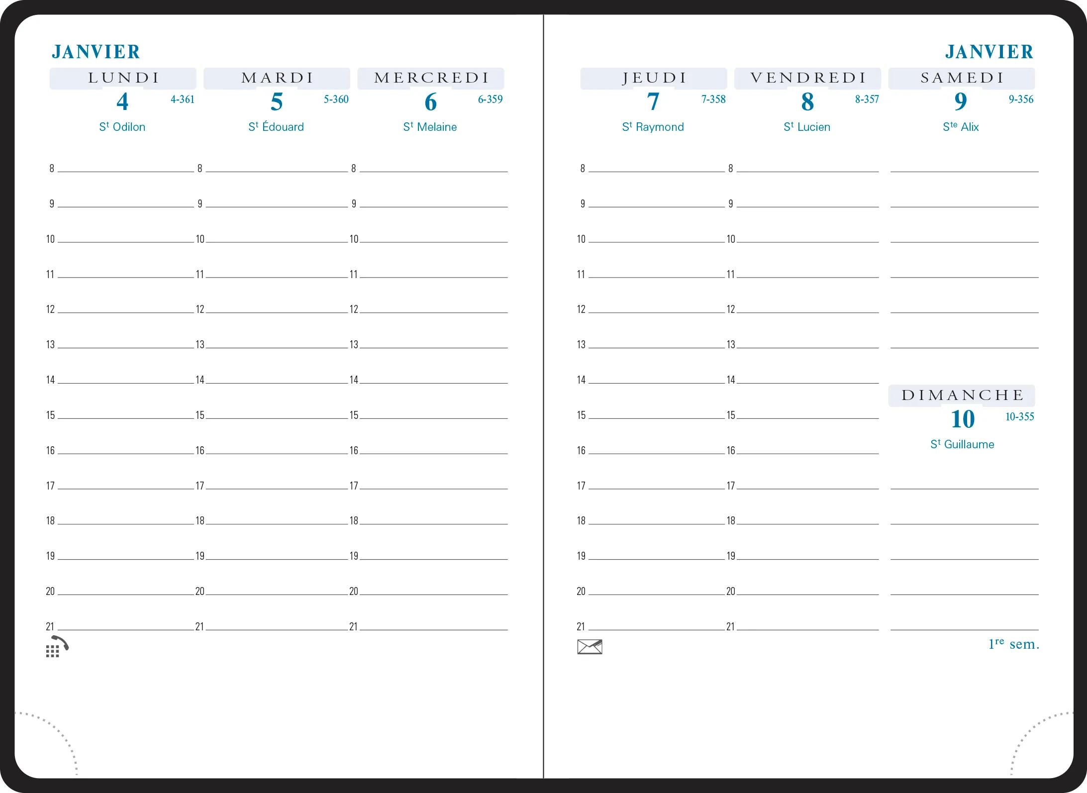Agenda Semainier 2026 Exacompta Horizons 22 Baby Croco - 22,5x18,5 Cm, Janvier-Décembre, Couverture Amovible - 10
