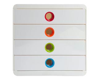 Schubladenbox POP-BOX mit 4 geschlossenen Laden - Weiss/Harlekin