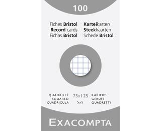 Pk 100 Exa Record Cards 75/125 Sq White - White